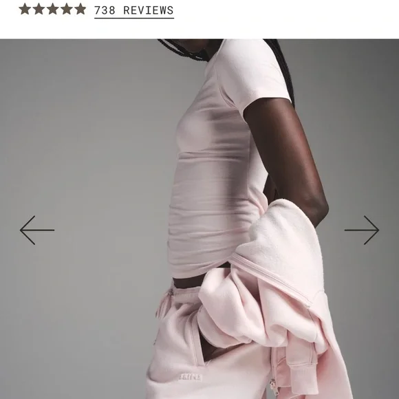 SKIMS NWT Cotton Fleece Classic Jogger - Barely Pink - Picture 4 of 7